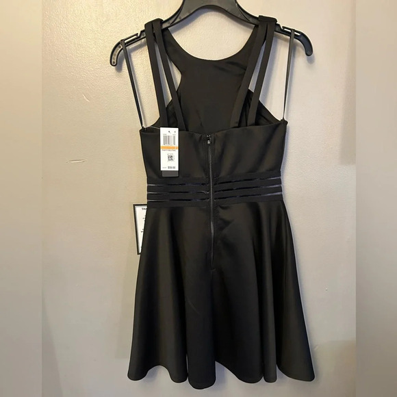 City Studio dress - black scuba fit and flare sheer panel NWT - Picture 5 of 10